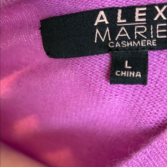 Alex Marie 100% Cashmere Cardigan Sweater Pink L Office Layering Closet Staple - Picture 14 of 16